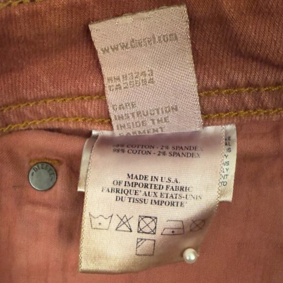 Diesel Safado Jeans Mens 34x32 Red Wash 0J824 Slim Straight Button Fly USA Made - Picture 13 of 14